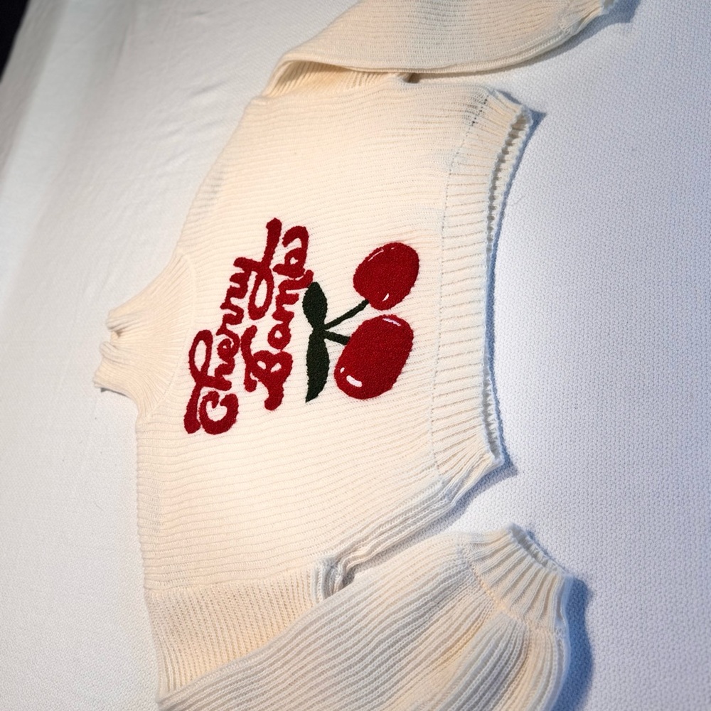 Cherry Bomb Cream Sweater Vest